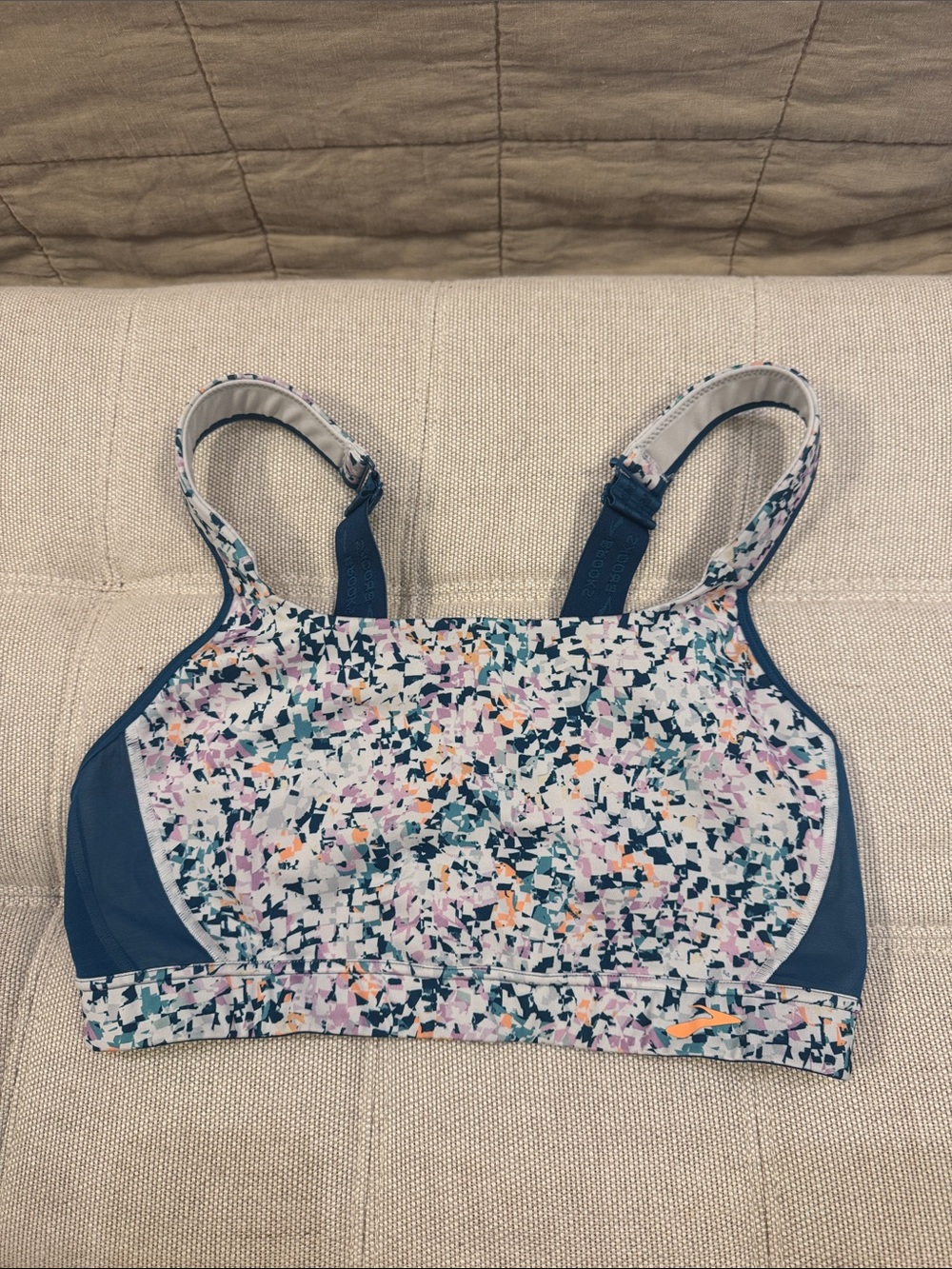 Brooks Teal Sports Bra with Multicolor Trim